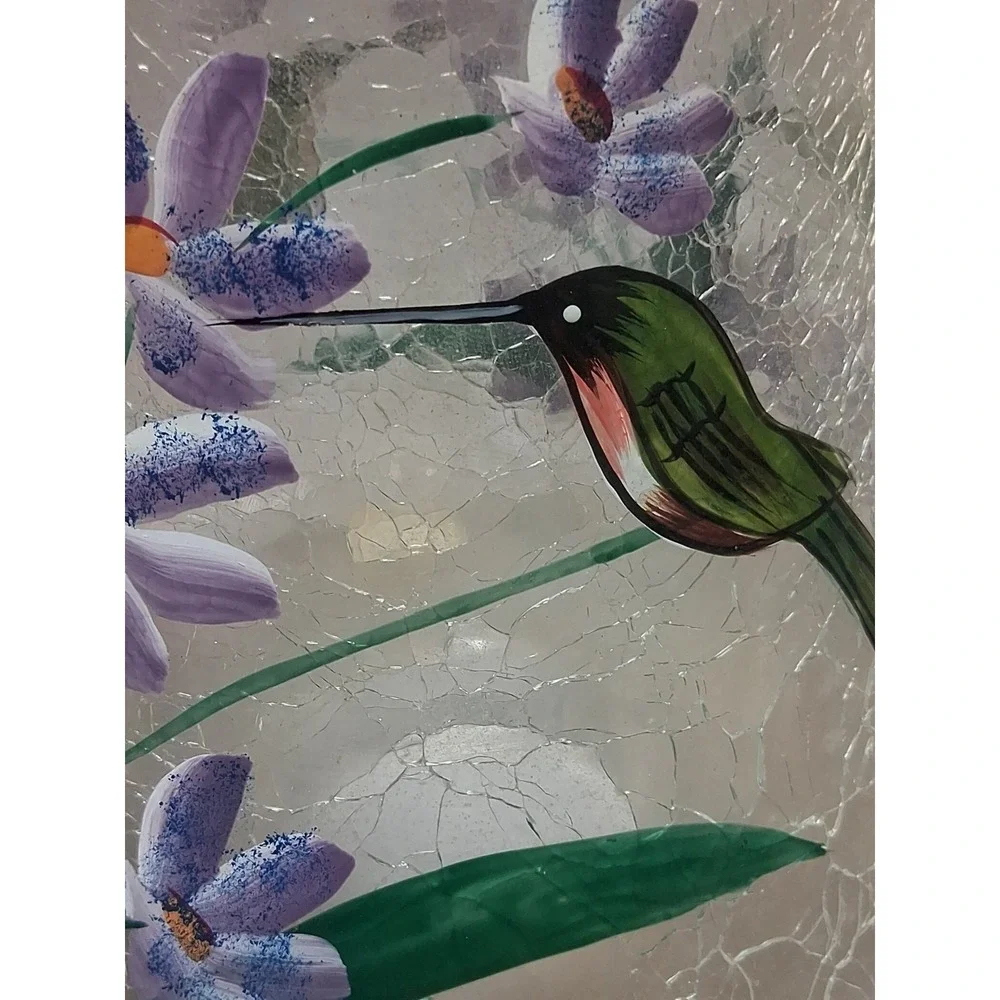 Vintage Fifth Avenue Crystal 2Pc Crackled Tealight Candle Holder Hummingbird🪻🪻